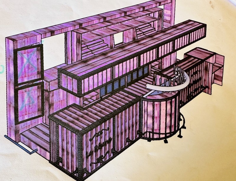 cisaillement et pliage pour habillage acier pour un futur comptoir de bar situé à Nîmes dans le Gard